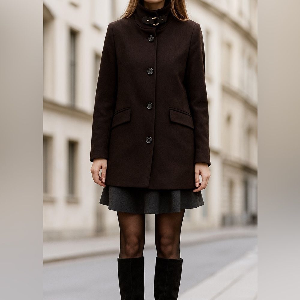Ralph Lauren Black Label Olive Wool Coat Women’s 3/4 – Luxury Winter Jacket 12
